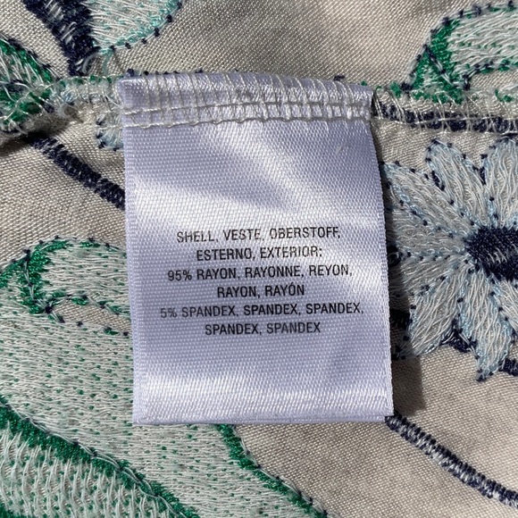 Anthropologie Meadow Rue Tank S Cartagena Boho Embroidered Floral Top Blue Green - Picture 10 of 11